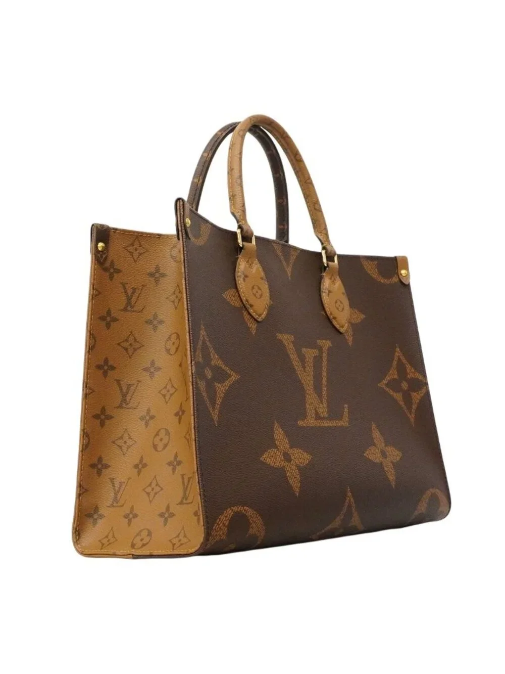 Louis Vuitton Tote Bag Monogram Giant Reverse On The Go MM Brown 2-Way